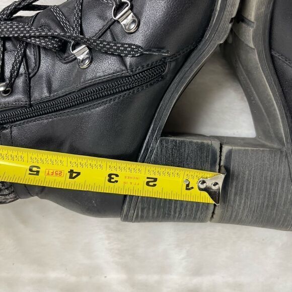 Bare traps black faux leather ankle boots side zipper black sweater back… - Picture 8 of 13